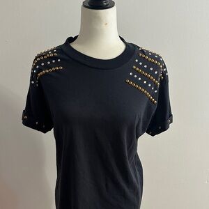 Screen Stars Black Short-Sleeve Tee with Gold & Silver Studs
